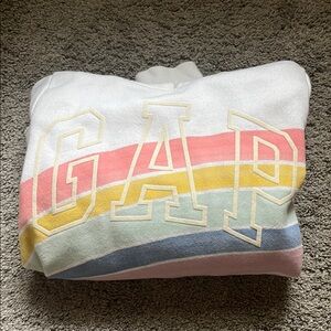 GAP White Sweatshirt with Colorful Stripes